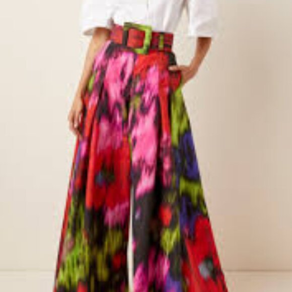Carolina Herrera Wide Leg Pleated Palazzo Pant - Picture 2 of 6